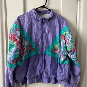 Vintage Purple and Green Windbreaker Jacket